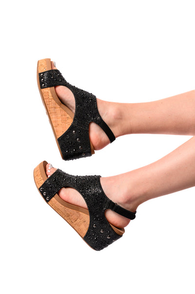 Ashley Wedge Sandals in Black Rhinestone-Womens-Ave Shops-Market Street Nest, Fashionable Clothing, Shoes and Home Décor Located in Mabank, TX