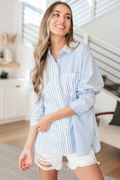 This or That Striped Button Down-Tops-Ave Shops-Market Street Nest, Fashionable Clothing, Shoes and Home Décor Located in Mabank, TX