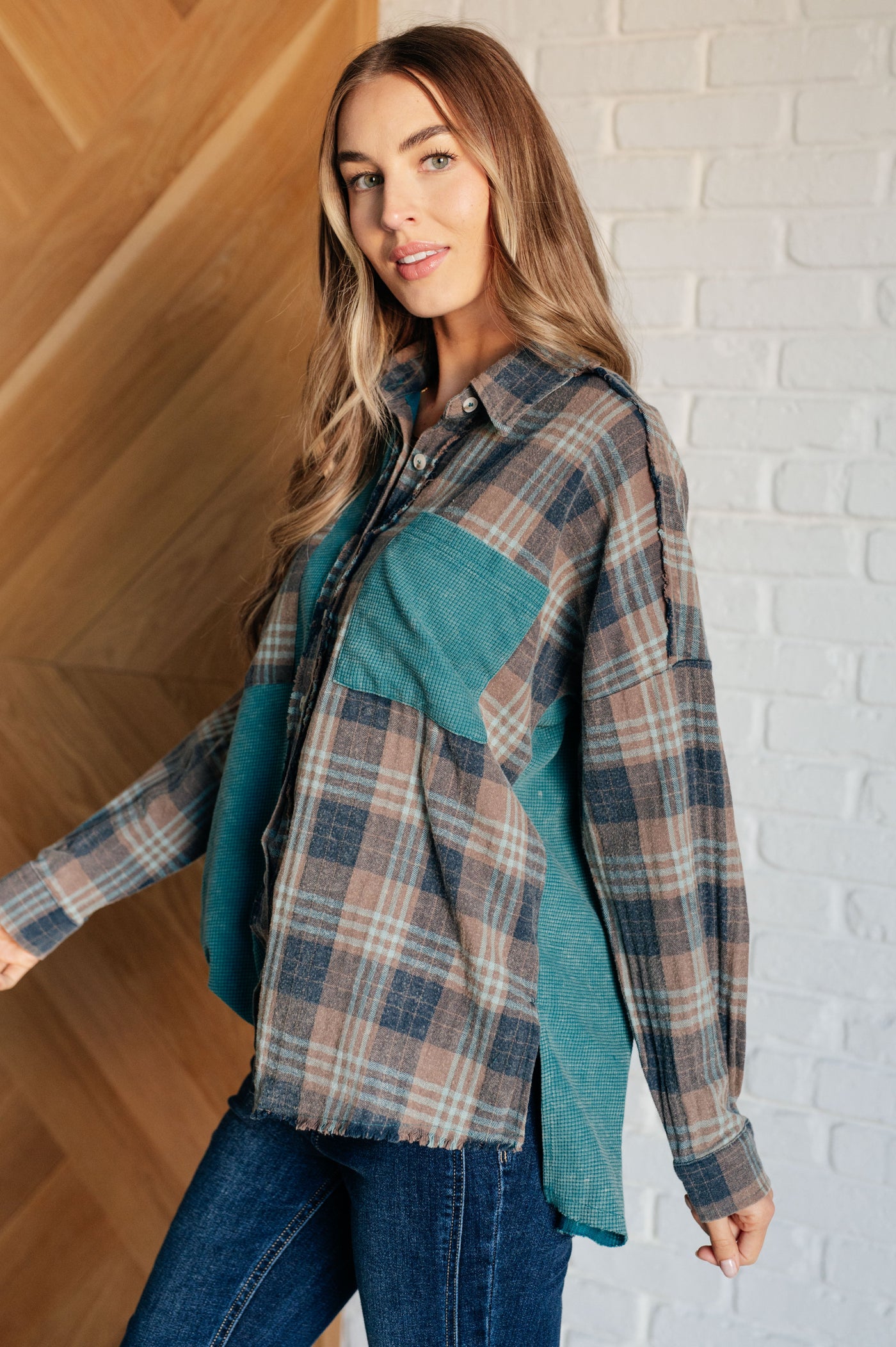 Tied for Time Thermal Plaid Button Up-Tops-Ave Shops-Market Street Nest, Fashionable Clothing, Shoes and Home Décor Located in Mabank, TX