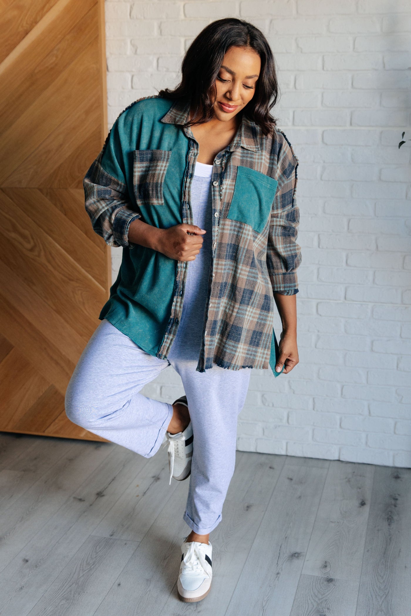 Tied for Time Thermal Plaid Button Up-Tops-Ave Shops-Market Street Nest, Fashionable Clothing, Shoes and Home Décor Located in Mabank, TX