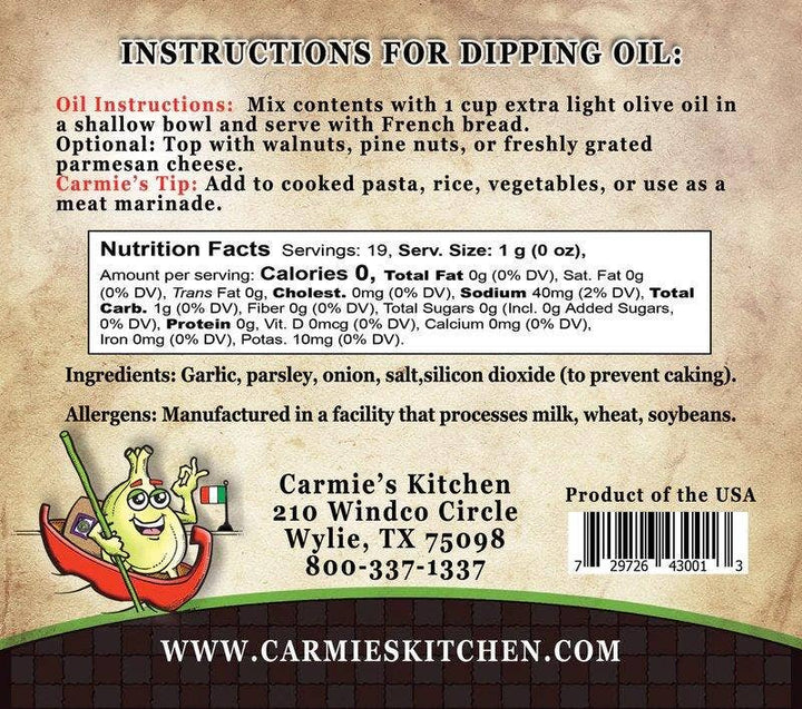 Toasted Garlic Dipping Oil Seasoning-Carmie&