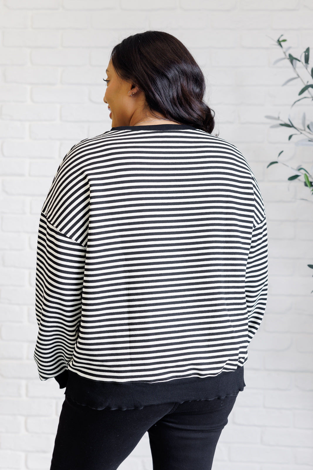 Too Good to Be True Striped Drop Shoulder Top in Black-Tops-Ave Shops-Market Street Nest, Fashionable Clothing, Shoes and Home Décor Located in Mabank, TX