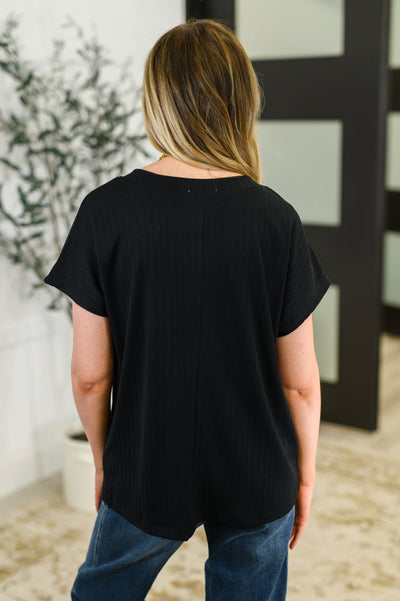 Top Shelf Basic V-Neck Ribbed Tee in Black-Womens-Ave Shops-Market Street Nest, Fashionable Clothing, Shoes and Home Décor Located in Mabank, TX
