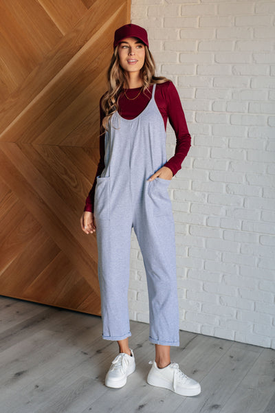 Totally Me Spaghetti Strap Jumpsuit in Heather Grey-Jumpsuits & Rompers-Ave Shops-Market Street Nest, Fashionable Clothing, Shoes and Home Décor Located in Mabank, TX