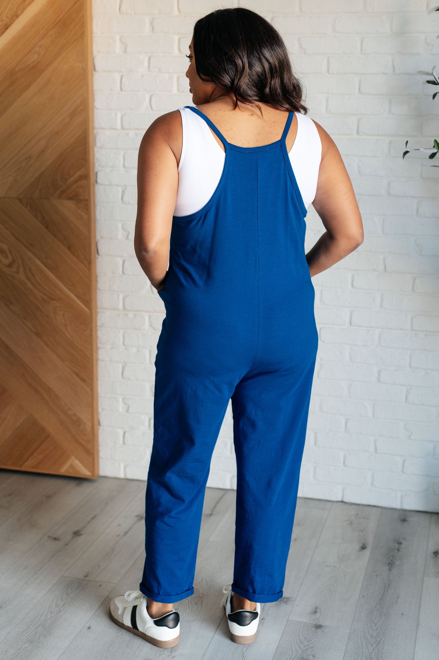 Totally Me Spaghetti Strap Jumpsuit in Light Navy-Jumpsuits & Rompers-Ave Shops-Market Street Nest, Fashionable Clothing, Shoes and Home Décor Located in Mabank, TX