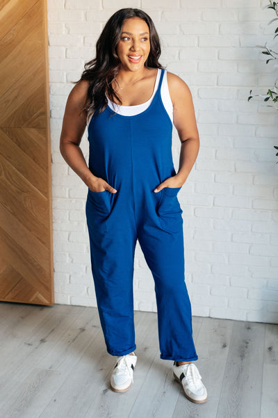 Totally Me Spaghetti Strap Jumpsuit in Light Navy-Jumpsuits & Rompers-Ave Shops-Market Street Nest, Fashionable Clothing, Shoes and Home Décor Located in Mabank, TX