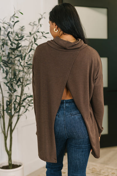 Travel Destination Cowl Neck Pullover in Chocolate-Womens-Ave Shops-Market Street Nest, Fashionable Clothing, Shoes and Home Décor Located in Mabank, TX