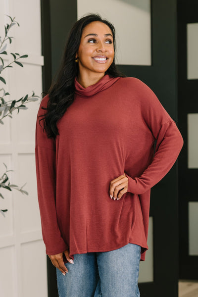 Travel Destination Cowl Neck Pullover in Wine-Womens-Ave Shops-Market Street Nest, Fashionable Clothing, Shoes and Home Décor Located in Mabank, TX