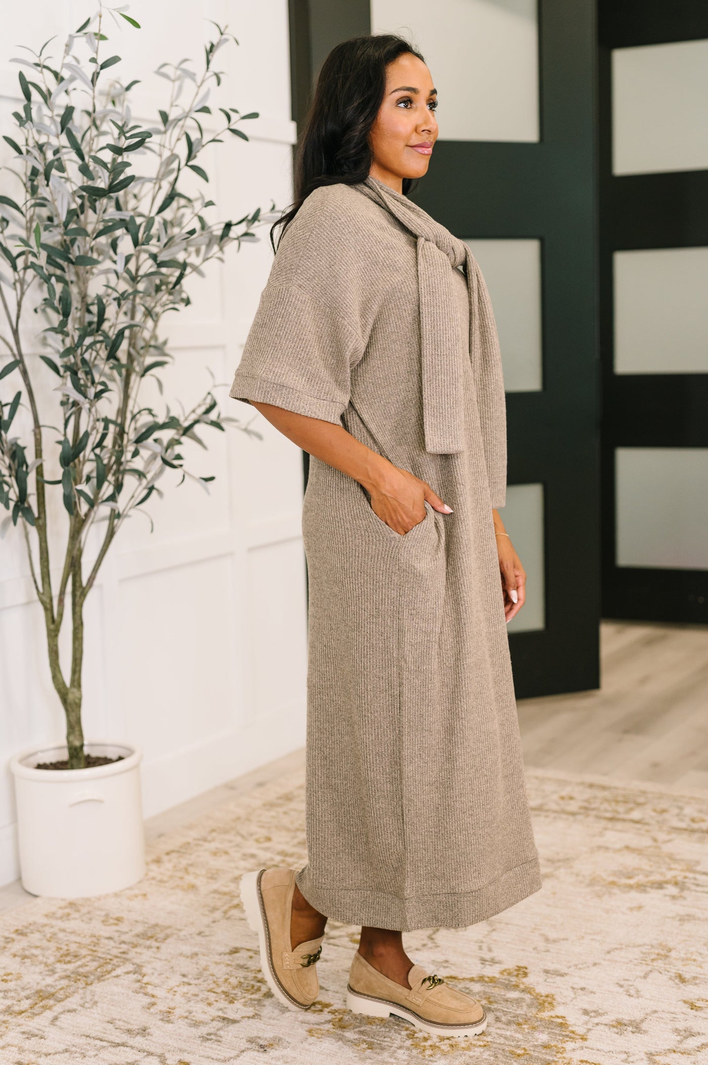 Travel Envy Ribbed Knit Dress in Light Coco-Womens-Ave Shops-Market Street Nest, Fashionable Clothing, Shoes and Home Décor Located in Mabank, TX