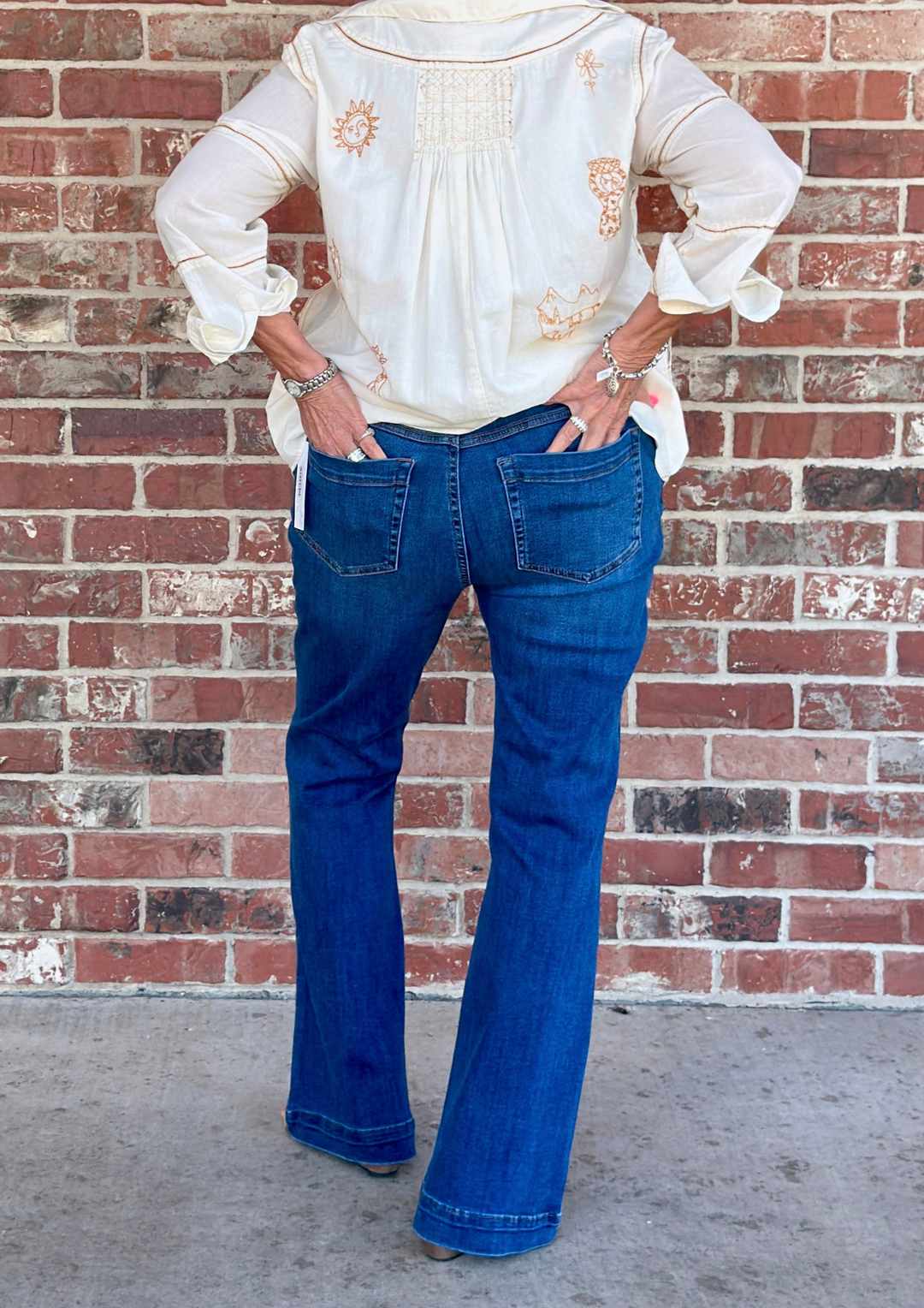 Tribal Audrey Boundless Stretch Denim Pull-on Flare Jeans - Faded Blue-09-Bottoms-TRIBAL-Market Street Nest, Fashionable Clothing, Shoes and Home Décor Located in Mabank, TX