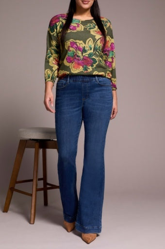 Tribal Audrey Boundless Stretch Denim Pull-on Flare Jeans - Faded Blue-09-Bottoms-TRIBAL-Market Street Nest, Fashionable Clothing, Shoes and Home Décor Located in Mabank, TX