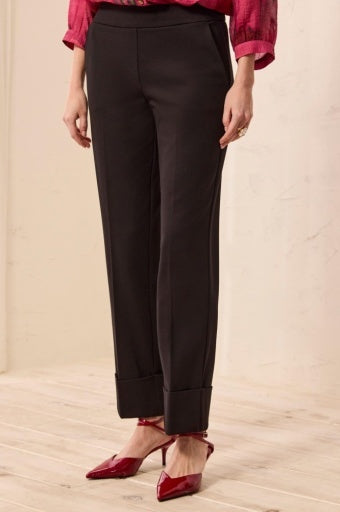 Tribal Flatten It Pull On Ankle Pant W/ Cuffs - black-09-Bottoms-TRIBAL-Market Street Nest, Fashionable Clothing, Shoes and Home Décor Located in Mabank, TX