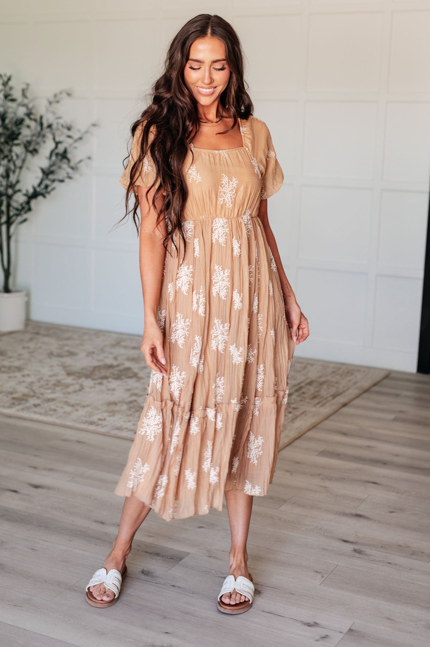 Trusting My Intuition Balloon Sleeve Dress in Camel-Dresses-Ave Shops-Market Street Nest, Fashionable Clothing, Shoes and Home Décor Located in Mabank, TX