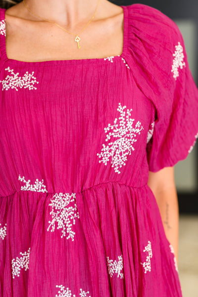 Twirl in Bloom Square Neck Dress in Hot Pink-Womens-Ave Shops-Market Street Nest, Fashionable Clothing, Shoes and Home Décor Located in Mabank, TX