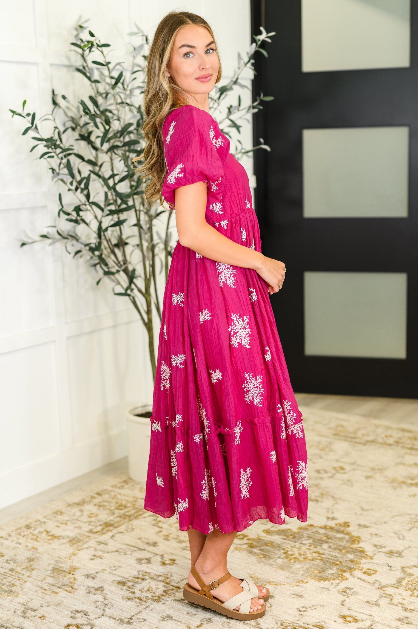Twirl in Bloom Square Neck Dress in Hot Pink-Womens-Ave Shops-Market Street Nest, Fashionable Clothing, Shoes and Home Décor Located in Mabank, TX