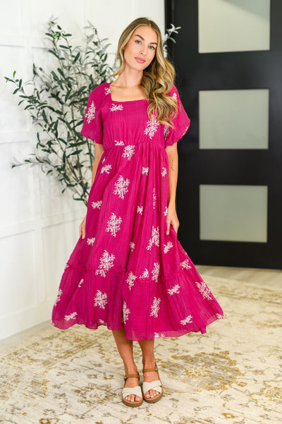 Twirl in Bloom Square Neck Dress in Hot Pink-Womens-Ave Shops-Market Street Nest, Fashionable Clothing, Shoes and Home Décor Located in Mabank, TX