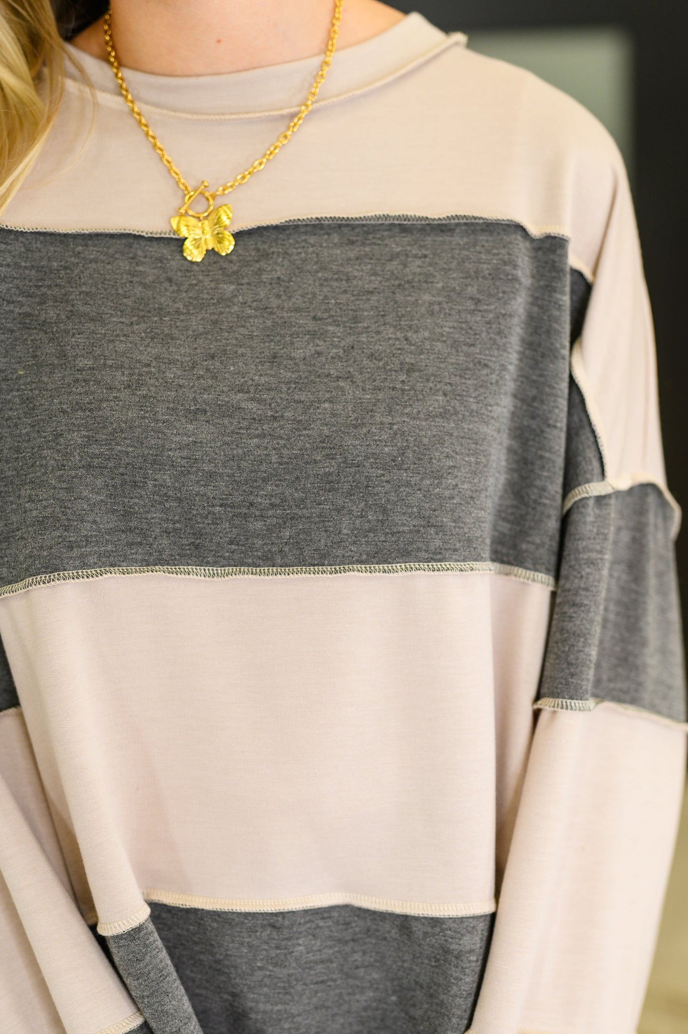 Two-Tone Take Drop Shoulder Top-Womens-Ave Shops-Market Street Nest, Fashionable Clothing, Shoes and Home Décor Located in Mabank, TX