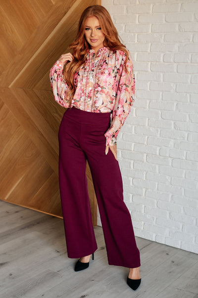 Magic Wide Leg Pants in Wine-Bottoms-Ave Shops-Market Street Nest, Fashionable Clothing, Shoes and Home Décor Located in Mabank, TX