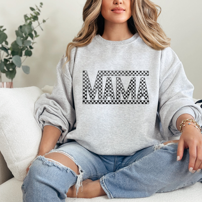 Checkered Mama Graphic Sweatshirt-Womens-Ave Shops-Market Street Nest, Fashionable Clothing, Shoes and Home Décor Located in Mabank, TX