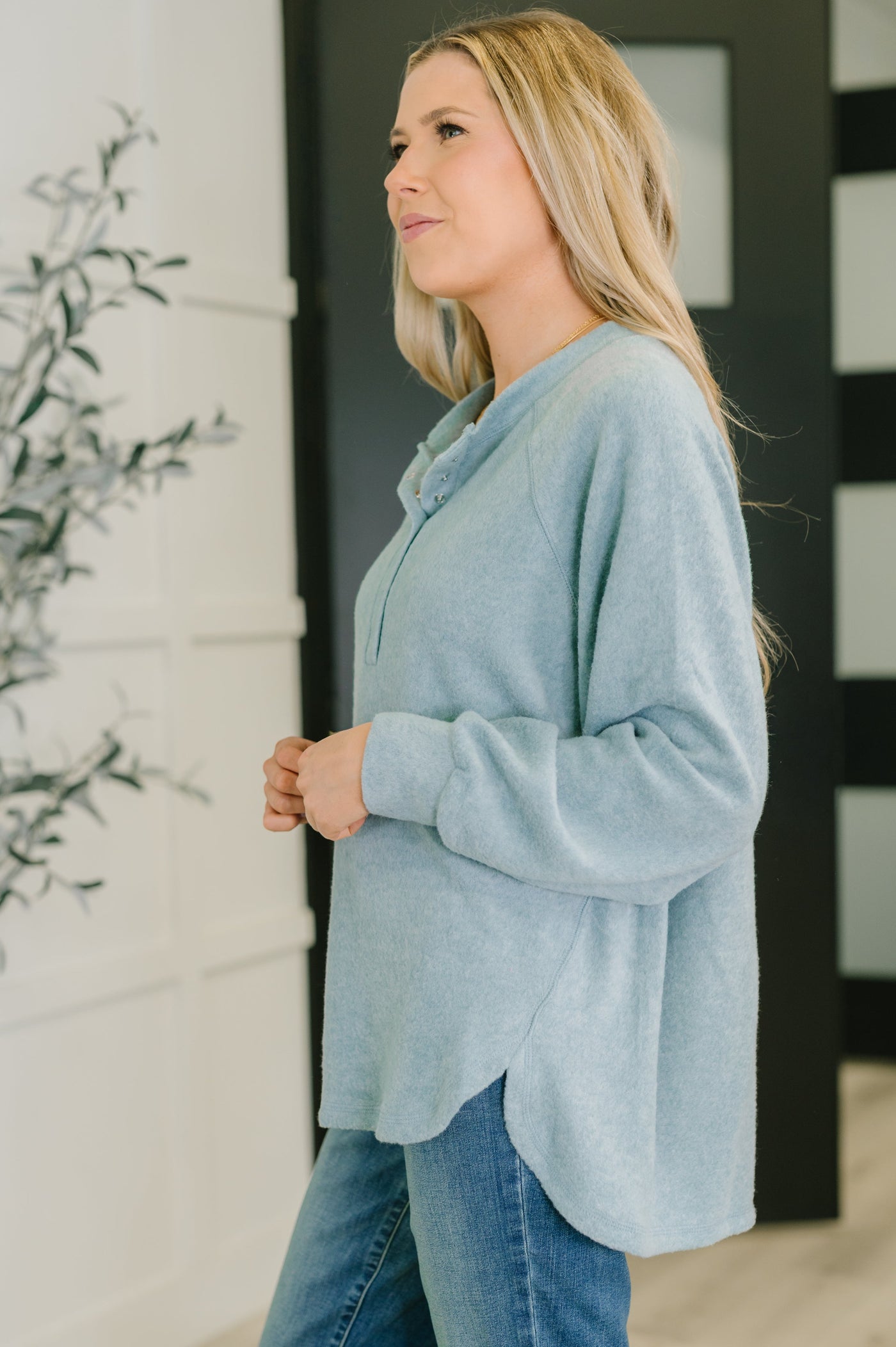 Urban Flux Scooped Hi-Low Long Pullover in Blue Grey-Womens-Ave Shops-Market Street Nest, Fashionable Clothing, Shoes and Home Décor Located in Mabank, TX