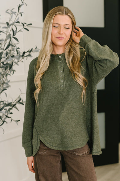 Urban Flux Scooped Hi-Low Long Pullover in Olive-Womens-Ave Shops-Market Street Nest, Fashionable Clothing, Shoes and Home Décor Located in Mabank, TX