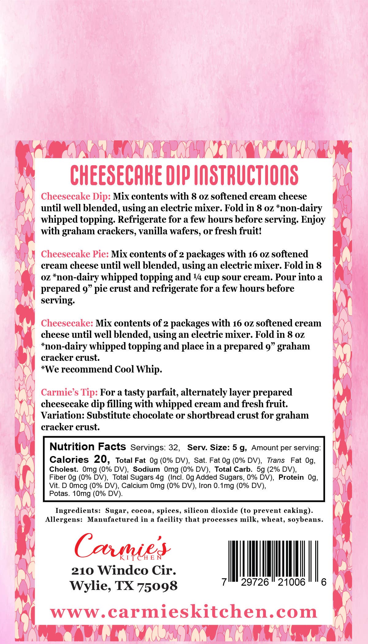 Valentines Day Chocolate Fudge Cheesecake Dip Gift Box-Carmie's Kitchen-Market Street Nest, Fashionable Clothing, Shoes and Home Décor Located in Mabank, TX