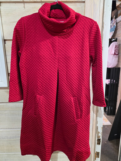Vickie Quilted Dress In Red-Dresses & Rompers-Top It Off-Market Street Nest, Fashionable Clothing, Shoes and Home Décor Located in Mabank, TX