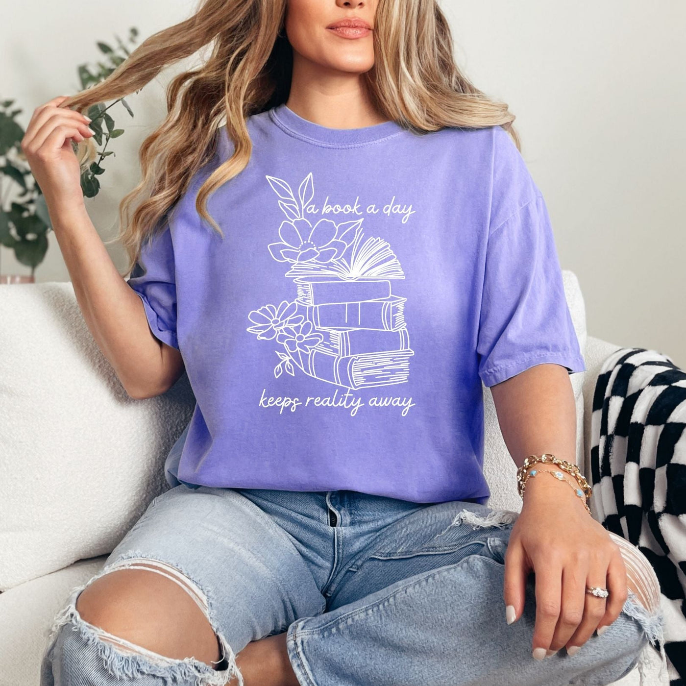 A Book A Day Graphic Tee-Womens-Ave Shops-Market Street Nest, Fashionable Clothing, Shoes and Home Décor Located in Mabank, TX