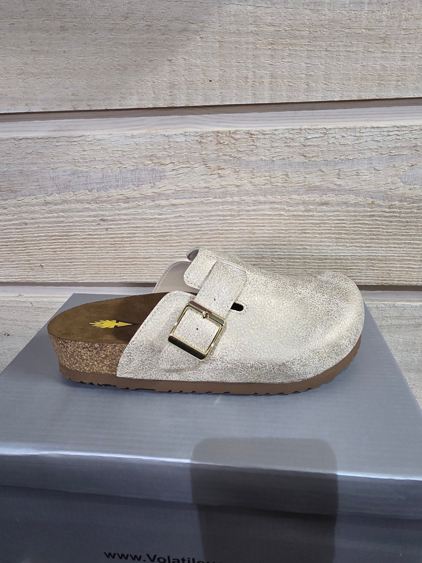 Volatile Pumpkin Slide in Gold-Shoes-Volatile Shoewear-Market Street Nest, Fashionable Clothing, Shoes and Home Décor Located in Mabank, TX