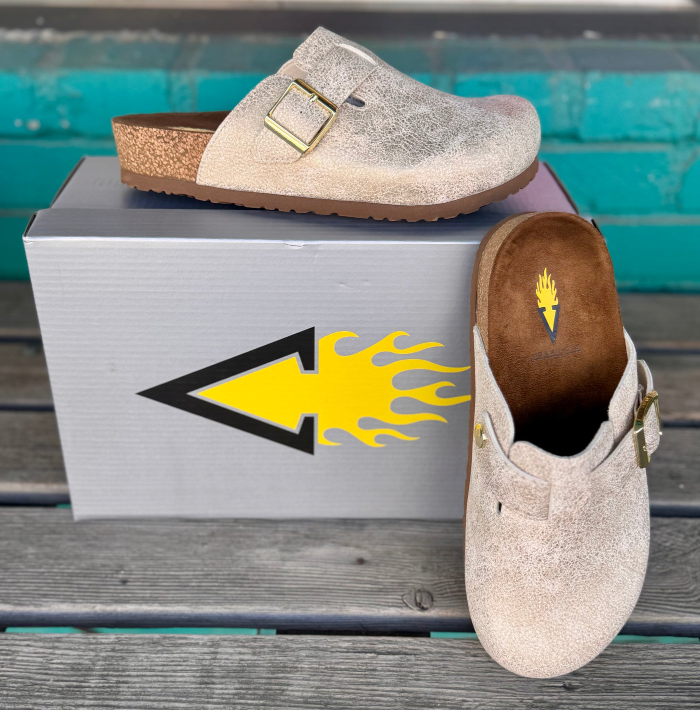 Volatile Pumpkin Slide in Gold-Shoes-Volatile Shoewear-Market Street Nest, Fashionable Clothing, Shoes and Home Décor Located in Mabank, TX