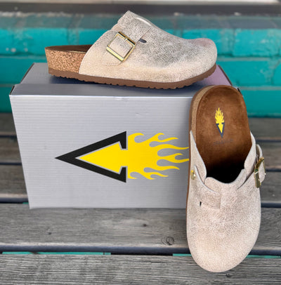 Volatile Pumpkin Slide in Gold-Shoes-Volatile Shoewear-Market Street Nest, Fashionable Clothing, Shoes and Home Décor Located in Mabank, TX