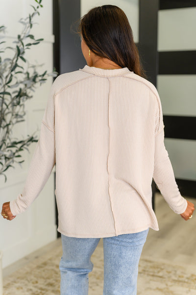 Wander & Rest Cable Ribbed Knit Drop Shoulder Top in Sand Beige-Womens-Ave Shops-Market Street Nest, Fashionable Clothing, Shoes and Home Décor Located in Mabank, TX