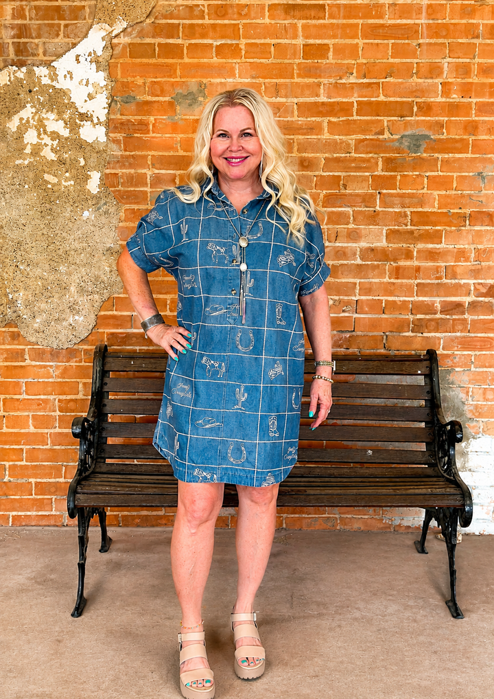Western Denim Shirt Dress-10-Dresses, Rompers &amp; Sets-EE:SOME-Market Street Nest, Fashionable Clothing, Shoes and Home Décor Located in Mabank, TX