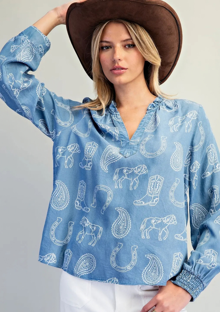 Western Denim Blouse