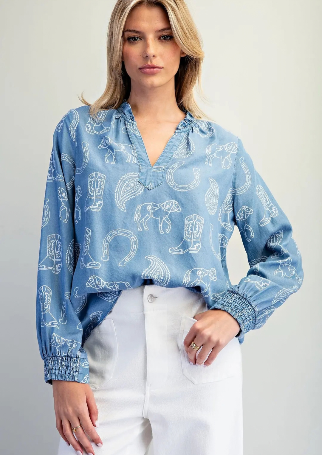 Western Denim Blouse