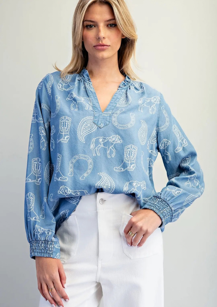 Western Denim Blouse