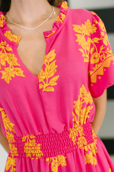 Whispering Willow V-Neck Dress in Fuchsia-Womens-Ave Shops-Market Street Nest, Fashionable Clothing, Shoes and Home Décor Located in Mabank, TX