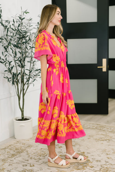 Whispering Willow V-Neck Dress in Fuchsia-Womens-Ave Shops-Market Street Nest, Fashionable Clothing, Shoes and Home Décor Located in Mabank, TX