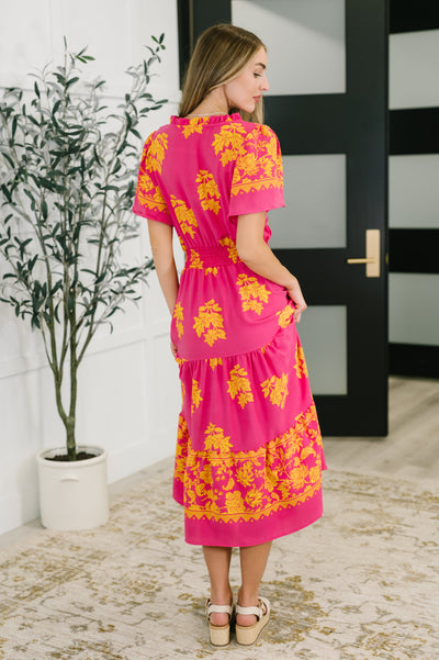 Whispering Willow V-Neck Dress in Fuchsia-Womens-Ave Shops-Market Street Nest, Fashionable Clothing, Shoes and Home Décor Located in Mabank, TX