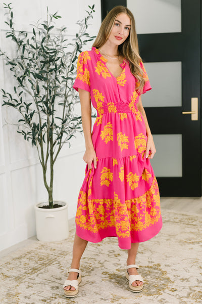Whispering Willow V-Neck Dress in Fuchsia-Womens-Ave Shops-Market Street Nest, Fashionable Clothing, Shoes and Home Décor Located in Mabank, TX