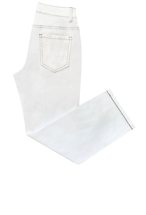 White Capri with Tan Stitching-Bottoms-True Blue Inc.-Market Street Nest, Fashionable Clothing, Shoes and Home Décor Located in Mabank, TX