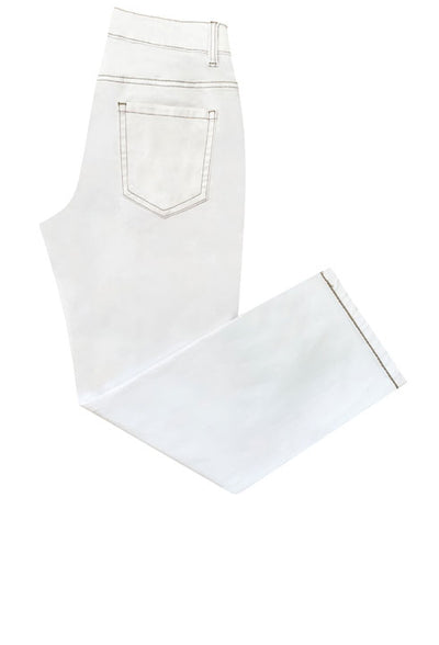 White Capri with Tan Stitching-Bottoms-True Blue Inc.-Market Street Nest, Fashionable Clothing, Shoes and Home Décor Located in Mabank, TX