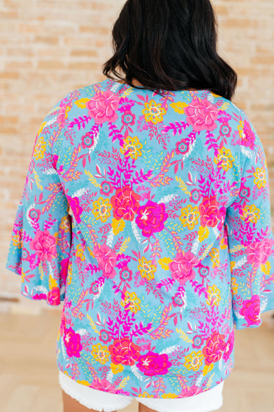 Willow Bell Sleeve Top in Bright Blue Floral-Tops-Ave Shops-Market Street Nest, Fashionable Clothing, Shoes and Home Décor Located in Mabank, TX