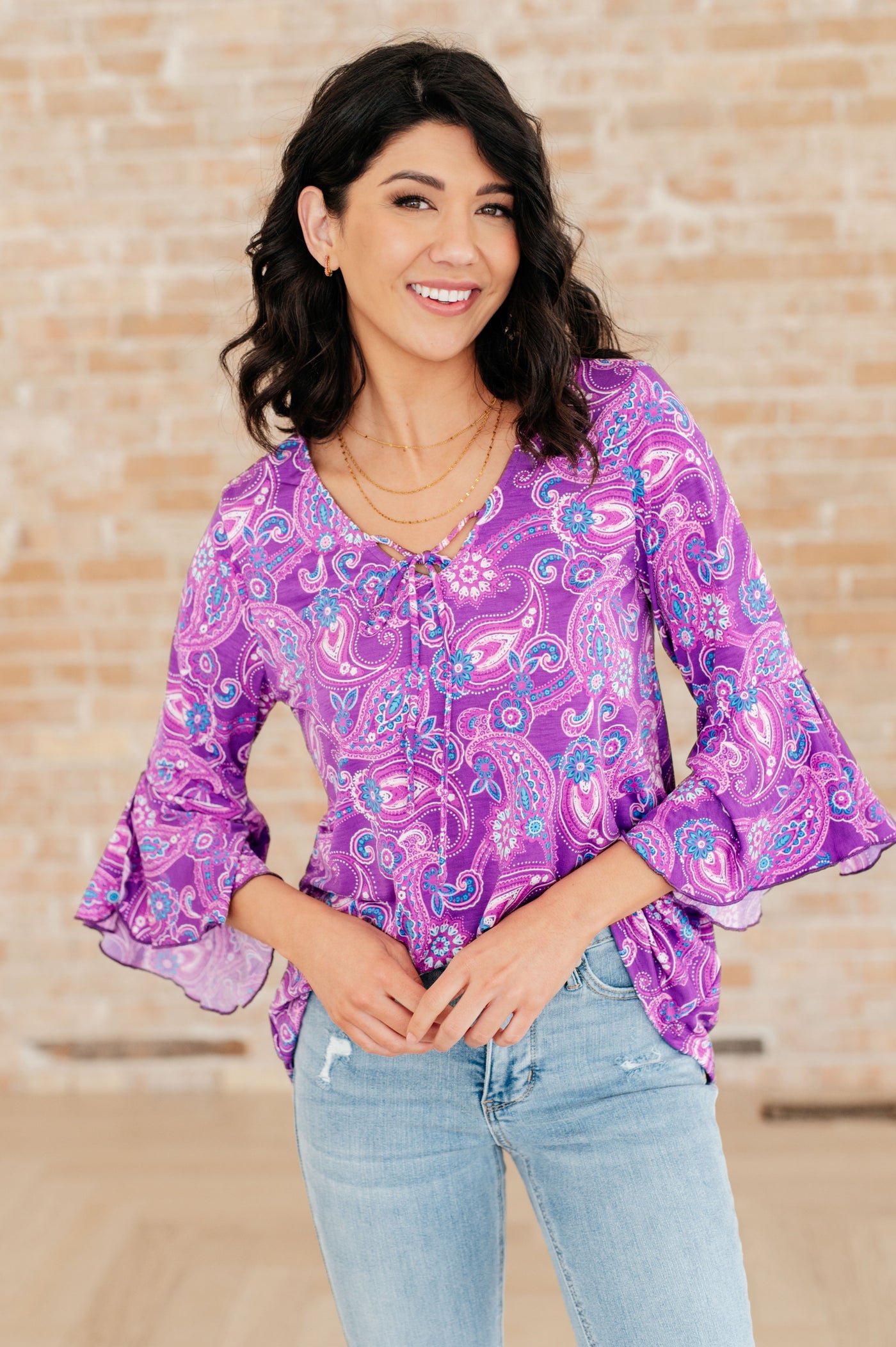 Willow Bell Sleeve Top in Lavender Paisley-Tops-Ave Shops-Market Street Nest, Fashionable Clothing, Shoes and Home Décor Located in Mabank, TX