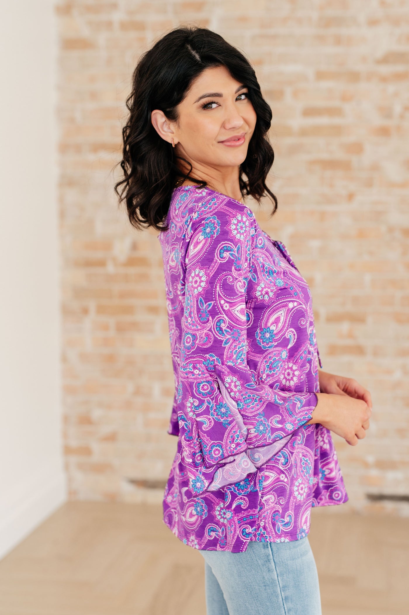 Willow Bell Sleeve Top in Lavender Paisley-Tops-Ave Shops-Market Street Nest, Fashionable Clothing, Shoes and Home Décor Located in Mabank, TX