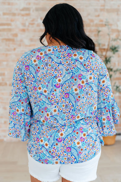 Willow Bell Sleeve Top in Retro Ditsy Floral-Tops-Ave Shops-Market Street Nest, Fashionable Clothing, Shoes and Home Décor Located in Mabank, TX