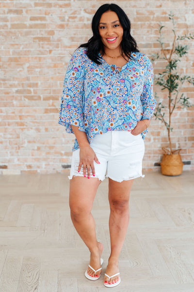 Willow Bell Sleeve Top in Retro Ditsy Floral-Tops-Ave Shops-Market Street Nest, Fashionable Clothing, Shoes and Home Décor Located in Mabank, TX