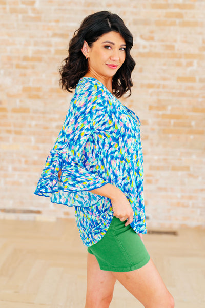 Willow Bell Sleeve Top in Royal Brushed Multi-Tops-Ave Shops-Market Street Nest, Fashionable Clothing, Shoes and Home Décor Located in Mabank, TX