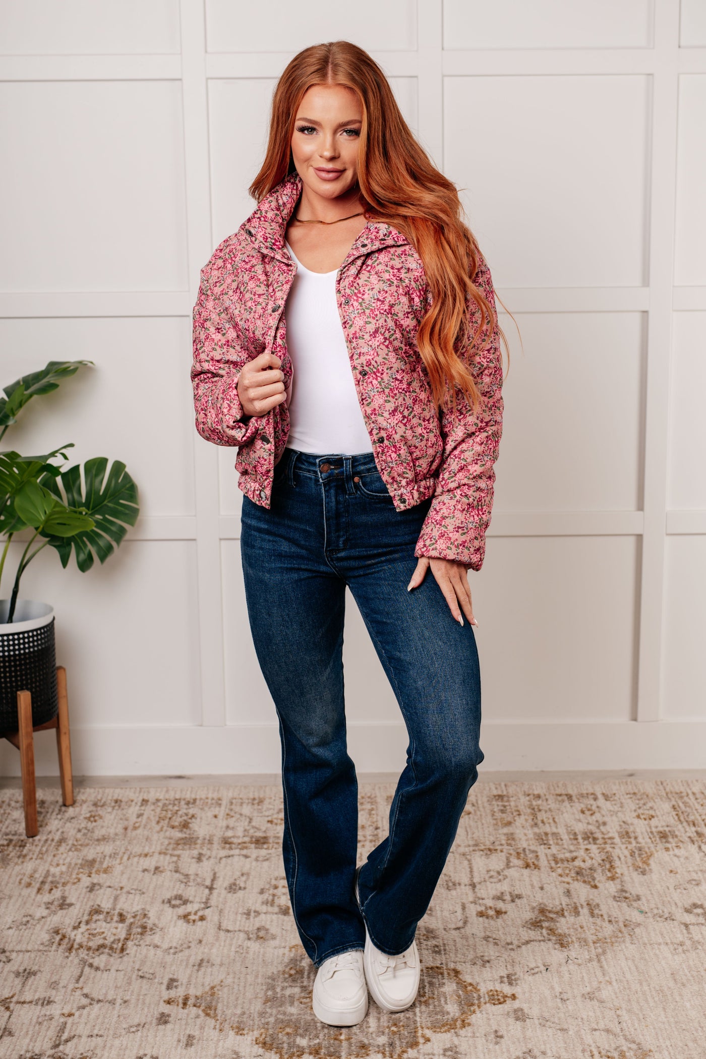 Wish Me Well Floral Printed Puffer Jacket in Rose Multi-Layers-Ave Shops-Market Street Nest, Fashionable Clothing, Shoes and Home Décor Located in Mabank, TX