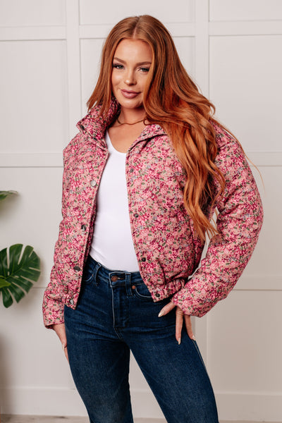 Wish Me Well Floral Printed Puffer Jacket in Rose Multi-Layers-Ave Shops-Market Street Nest, Fashionable Clothing, Shoes and Home Décor Located in Mabank, TX